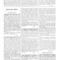 0673 - Page 669 - Sociétés de province. Société de médecine de Strasbourg. 27 février 1937 / Revue des thèses. Thèses de Paris. Marc Leblanc. Données récentes sur la Phonocardiographie (Librairie Médicale Marcel Vigné), Paris, 1936 [V. Aubertot] / Yves Lemaître. Etude anatomo-clinique des tumeurs dites cylindromes (Vigot frères), Paris, 1937 [R. Ruppe] / Pierre Mercier. L'anatoxine staphylococcique et le traitement des affections à staphylocoques (Etude clinique et immunologique) (Vigot frères, édit), Paris [J. Bretey] / Pierre Nicolle. Contribution à l'étude des variations physiologiques et pathologiques du taux réticulocytaire chez le lapin (J. Aloccio, édit), Tunis, 1936 [Robert Clément] / Thèses de Marseille. Pierre Artaud. Contribution à l'étude du traitement de l'ostéomyélite aiguë à staphylocoques des os longs des membres à sa période de début (chez l'enfant et chez l'adolescent) (Bosc et Riou, édit., Lyon), Marseille 1937