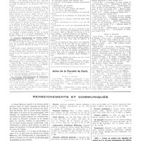 0716 - Page 712 - Chroniques, variétés et informations. Nouvelles. Association des anciens élèves de la faculté de médecine et de pharmacie de Bordeaux / Ier congrès international de l'union thérapeutique / Les journées internationales de pathologie et d'organisation du travail / Actes de la faculté de Paris. Examens de doctorat / Thèses de doctorat / Renseignements et communiqués