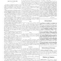 0746 - Page 742 - Chroniques, variétés et informations. Congrès de la fédération des externes et anciens externes des hôpitaux de France (Lille, 24, 25, 26 avril 1937 / La médecine à travers le monde. Allemagne / Chine / Grèce / Roumanie / Livres nouveaux. La radiokymographie du coeur et des vaisseaux, par E. Bordet et A. Fischgold (Masson et Compagnie, éditeurs)... [Lutembacher] / Livres reçus / Universités de province. Faculté de médecine de Nancy / Hôpitaux et hospices. Hôpital Cochin