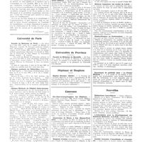 0946 - Page 942 - Chroniques, variétés et informations. Livres nouveaux. Physiologie du système lymphatique. Formation de la lymphe, circulation lymphatique normale et pathologique, par H. Rouvière... et V. Valette... (Masson et Compagnie, éditeurs), 1937... [J. Gautrelet] / Universités de Paris. Faculté de médecine de Paris / Clinique médicale de l'Hôtel-Dieu / Clinique médicale de l'Hôpital Saint-Antoine / Chaire d'hygiène et de clinique de la première enfance / Universités de province. Faculté de médecine de Marseille / Hôpitaux et hospices. Hôpital Beaujon (Clichy) / Concours. Oto-rhino-laryngologistes des hôpitaux / Sanatorium du Béarn, à Can (Basses-Pyrénées) / Hospices d'Autun / Médecin inspecteur des écoles du Loiret / Hôpital-hospice de Coulommiers / Nouvelles. Distinctions honorifiques / L'association pour le développement des relations médicales (A.D.R.M) / Société française d'anesthésie et d'analgésie