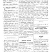 1043 - Page 1017 - Chroniques, variétés et informations. Livres nouveaux. La spondylolyse et ses conséquences. Spondylolisthésis. Scoliose listhésique, par P. Glorieux et C. Roederer... (Masson et Compagnie, éditeurs), Paris, 1937... [Desfosses] / La vie cellulaire hors de l'organisme. La culture des tissus, par J. Verne... (G. Doin et Compagnie, éditeurs), Paris, 1937 [G. Roussy] / Le Professeur Morelli à la faculté de médecine de Paris [P. Desfosses] / Université de Paris. Faculté de médecine / Clinique médicale de l'Hôtel-Dieu / Clinique thérapeutique médicale de la Pitié / Concours. Oto-rhino-laryngologistes de hôpitaux / Nouvelles. Distinctions honorifiques / Hommage à M. le professeur Sergent / Société de médecine de Paris / Ligue nationale française contre le péril vénérien