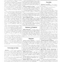 1171 - Page 1145 - Chroniques, variétés et informations. Livres nouveaux. Chirurgie des glandes parathyroïdes, par J. Braine et R. Rivoire... (Masson et Compagnie)... / Université de Paris. Histologie / Universités de province. Faculté de médecine de Lille / Faculté de médecine de Nancy / Ecole de médecine de Dijon / Hôpitaux et hospices. Hôpital Saint-Louis / Concours. Internat et prix de l'externat / Hôpital civil de Belfort / Hospices civils de Nice / Hospices civils de Rouen / Nouvelles. Distinctions honorifiques / Association générale des médecins de France / Académie Duchenne de Boulogne / IIIe semaine médicale internationale en Suisse