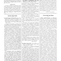 1187 - Page 1161 - Chroniques, variétés et informations. La médecine à travers le monde. Japon / Yougoslavie / Livres nouveaux. Le fonctionnement du rein malade (diurèse, albuminurie, oedème, glycosurie, classification des néphropathies, recherches expérimentales et cliniques), par Paul Govaerts... (Masson et Compagnie, éditeurs), Paris, 1936... / Heart disease and tuberculosis. Efforts, inclusive methods of diaphragmatic and costal respiration, to lessen their prevalence, par Adolphus Knoff (The Livingston Press) [Emile Sergent] / The medical annual 1937... (John Wright), Bristol (Simpkin Marschall), Londres [A. Ravina] / Doenças do figado, par Clementino Franga... (Companhia Methoramentos de Sao Paulo, édit) [Pasteur Vallery-Radot] / Université de Paris. Clinique ophtalmologique de l'Hôtel-Dieu