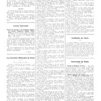 1411 - Page 1385 - Chroniques, variétés et informations. Brésil / Bolivie / Livres nouveaux. Ulcères de l'estomac et du duodénum. Diagnostics positifs. Diagnostics négatifs. Traitements, par Maurice Delort... (G. Doin et Compagnie, éditeurs), Paris, 1936... [L. Rivet] / Les sociétés médicales de Paris. Dates de reprise des séances / Académie de Paris / Université de Paris. Faculté de médecine de Paris / Clinique médicale des enfants et clinique de la tuberculose