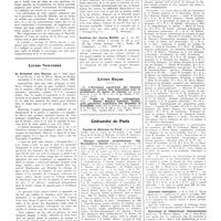1579 - Page 1553 - Chroniques, variétés et informations. La médecine à travers le monde. Allemagne / Nouvelle-Zélande / Livres nouveaux. Au Groenland avec Charcot, par le Prof. Jean-Louis Faure... (Nelson, édit), Paris, 1937 [P. Desfosses] / Grundriss der inneren medizin, par A. von Domarus... (Julius Springer, édit), Berlin... [A. Ravina] / Livres reçus / Université de Paris. Faculté de médecine de Paris / Clinique médicale propédeutique, hôp. Broussais-La Charité / Clinique de la tuberculose, hôp. Laennec / Anatomie descriptive / Hydrologie et climatologie thérapeutiques