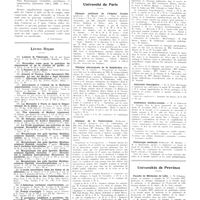 1667 - Page 1641 - Chroniques, variétés et informations. Livres nouveaux. Histoire des origines de la théorie cellulaire, par M. Klein... (Actualités scientifiques et industrielles), 1936 (Hermann, édit)... / Histoire d'un coq. La cinétique sexuelle, par Véra Dantchakoff (Actualités scientifiques et industrielles), (Hermann, édit), 1936... [J. Gautrelet] / Livres reçus / Université de Paris. Clinique médicale de l'hôpital Cochin / Clinique chirurgicale de la Salpêtrière / Clinique de la tuberculose / Anatomie descriptive / Assistance médico-sociale / Pathologie médicale / Universités de province. Faculté de médecine de Lille