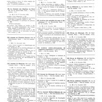0005 - Page 3 - Décembre 1938. [8] Le Progrès médical..., Paris... / [9] La Semaine des hôpitaux de Paris..., Paris... / [10] Annales de l'Institut Pasteur..., Paris... / [11] Annales de médecine..., Paris... / [12] Archives des maladies de l'appareil digestif et des maladies de la nutrition..., Paris... / [13] Archives des maladies du coeur et des vaisseaux..., Paris... / [14] Archives médico-chirurgicales de l'appareil respiratoire..., Paris... / [15] Journal de chirurgie..., Paris... / [16] Le Journal médical français..., Paris... / [17] La Médecine..., Paris... / [18] Revue de chirurgie..., Paris... / [19] Revue de médecine..., Paris... / [20] Revue médicale française..., Paris...