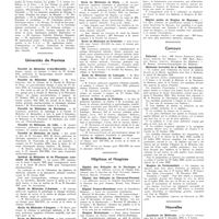 1311 - Page 1307 - Informations. Université de Paris. Cours libre d'anthropo-biologie / Universités de province. Faculté de médecine d'Aix-Marseille / Faculté de médecine d'Alger / Faculté de médecine de Bordeaux / Faculté de médecine de Lille / Faculté de médecine de Lyon / Institut de médecine et de pharmacie coloniales de Marseille / Ecole de médecine d'Amiens / Ecole de médecine d'Angers / Ecole de médecine de Caen / Ecole de médecine de Dijon / Ecole de médecine de Grenoble / Ecole de médecine de Limoges / Ecole de médecine de Poitiers / Ecole de médecine de Rouen / Hôpitaux et hospices. Hôpital des réfugiés de la Dordogne, à Clairvive / Hôpital des réfugiés de Clermont-Ferrand / Hôpital franco-musulman / Hospice Bretonneau / Hospices civils de Bordeaux / Hôpital mixte et hospice de Bayonne / Concours. Externat / Médecins brevetés de la Marine marchande / Hospice de Coulommiers / Nouvelles. Académie de médecine