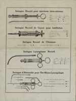 Seringues: Record pour injections intra-utérines; de Guyon pour instillation; de Ultzmann; laryngien [...]