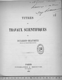 0001 - Page sans numérotation - [Page de titre ; dédicace manuscrite]