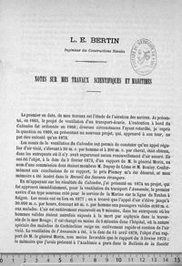 0001 - Page 1 - "Le premier en date, de mes travaux est l'édude de l'aération des navires."