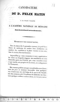 0001 - Page 1 - «Monsieur et très honoré maître, Dans la séance du 9 septembre [...]»