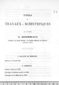 0001 - Page 1 - I. Faculté de médecine / II. Hôpitaux