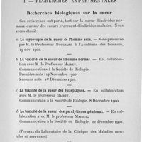0029 - Page 29 - Travaux scientifiques. II. Recherches expérimentales. Recherches biologiques sur la sueur