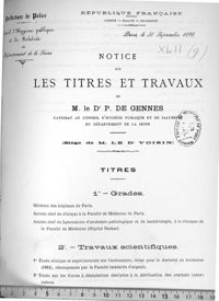 0001 - Page 1 - Titres. 1. Grades / 2. Travaux scientifiques