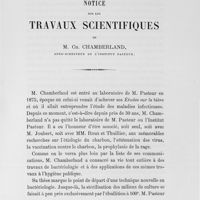 0005 - Page 5 - «M. Chamberland est entré au laboratoire de M. Pasteur en 1875 [...]»