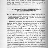 0024 - Page 24 - Travaux. Exposé analytique. I. Travaux sur la pathologie du système nerveux. C. Liquide céphalo-rachidien ; cytodiagnostic / D. Recherches cliniques et anatomiques sur l'idiotie et l'épilepsie