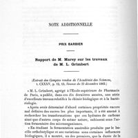 0090 - Page 76 - Travaux scientifiques. Note additionnelle. Prix Barbier. Rapport de M. Marey sur les travaux de M. L. Grimbert