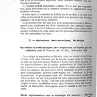 0036 - Page 36 - Travaux de physiologie normale et pathologique. Appareil respiratoire. IV. I. Sur le phénomène de l'effort / II. Opérations intrathoraciques. Technique