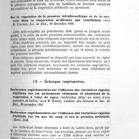 0037 - Page 37 - Travaux de physiologie normale et pathologique. Appareil respiratoire. IV. II. Opérations intrathoraciques. Technique / III. Échanges respiratoires