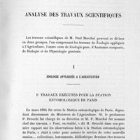 0013 - Page 13 - Analyse des travaux scientifiques / I. Zoologie appliquée à l'agriculture. 1. Travaux exécutés pour la station entomologique de Paris