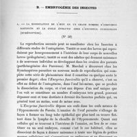 0039 - Page 39 - Analyse des travaux scientifiques. II. Zoologie pure. 2. Insectes. B. Embryogénie des insectes