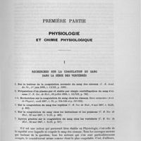 0015 - Page 15 - Travaux scientifiques. Première partie. Physiologie et chimie physiologique. I. Recherches sur la coagulation du sang dans la série des vertébrés
