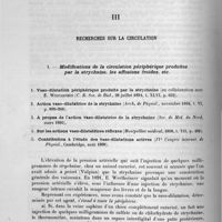 0026 - Page 26 - Travaux scientifiques. Première partie. Physiologie et chimie physiologique. III. Recherches sur la circulation. I. Modifications de la circulation périphérique produites par la strychnine, les affusions froides, etc.