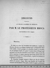 0001 - Page 1 - «Messieurs, Je viens, au nom de l'Académie de médecine, rendre les derniers devoirs au collègue [...]»