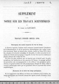 0001 - Page 1 - Travaux publiés depuis 1890. Description des roches éruptives de l'île de Jersey / Évaluation de la durée des temps géologiques
