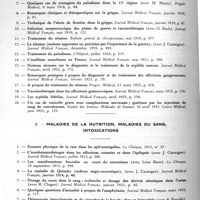 0012 - Page 8 - Travaux scientifiques. I. Maladies infectieuses / J. Maladies de la nutrition, maladies du sang, intoxications