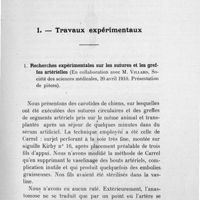0013 - Page sans numérotation - Travaux scientifiques. I. Travaux expérimentaux