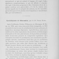 0216 - Page 215 - Séance du mardi 3 août. Communications diverses. Obsessions et psychose maniaque-dépressive ; par G. Deny et René Charpentier / Cyclothymie et obsession, par le Dr Pierre Kahn