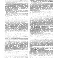0059 - Page 45 - Revue de quinzaine de la presse étrangère. Le traitement du bouton d'Orient (Leishmaniose) par le salvarsan (Pr Petersen Muenchener mediz. Woch, 12 novembre 1912 / Une manifestation cutanée singulière des troubles d'insuffisance rénale (Portier, Munchener Mediz., Woch., 12 novembre 1912) / Rupture des broches par compression thoracique (S. Schonberg, Berliner klin. Wochensch, 18 novembre 1912) / Contribution à l'étude des maladies des glandes à sécrétion interne (Goldstein, Soc. des Sc. Thér. de Koeningsberg, dans Muench. Mediz. Woch., 19 novembre 1910 / Pourquoi la transfusion directe du sang échoue-t-elle souvent ? (A. L. Soresi, New-York medical journal, 9 novembre 1912) / Un procédé de différenciation des types humain et bovin du bacille de la tuberculose (J. Fraser, British medical journal, 23 novembre 1912) / Notes sur le traitement du choléra asiatique par la méthode du Major Léonard Rogers (J. W. D. Megaw, Lancet, 23 novembre 1912)