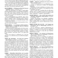 0109 - Page 93 - Revue hebdomadaire de la presse française. Gazette des hôpitaux. - La vaccination antitypique (Louis et Combe, 30 novembre 1912) / Bulletin médical. - Traitement palliatif des tumeurs cérébrales (Broca, 4 décembre 1912) / Progrès médical. - La méningite cérébro-spinale à pneumocoques : à propos de deux cas observés (Dujol, 30 novembre 1912) / Journal des praticiens. - De l'abus des urétrotomies internes (Cathelin, 30 novembre 1912) / Clinique. - Nouvelles observations sur la goutte (Professeur Thomayer, 29 novembre 1912) / Clinique. - Médecins guérisseurs de cancer (Pristinus, 6 décembre 1912) / Province médicale. - Sur un petit signe précoce de méningite syphilitique basilo-spinale (Pr Audry, 30 novembre 1912) / Journal des méd. prat. de Lyon. - De l'emploi des balsamiques dans la blennorragie (Ribollet, 30 novembre 1912) / Marseille médical. - La réaction de Wassermann chez le nouveau-né et le nourrisson (d'Astros et Teissonnière, 1 décembre 1912) / Semaine médicale. - Le signe d'Argyll-Robertson dans les affections non syphilitiques (Rose, 4 décembre 1912)