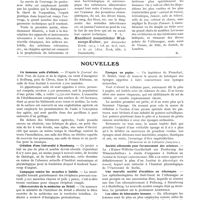 0571 - Page 503 - Chronique des livres. Manuale tecnico di microscopia batteriologia, par le Professeur Francesco Abba. 1912... (Fiandesio, Turin) / Handbuch neuzeitlicher Wohnungs-Kultur, par Alexander Koch. 1913... (Alex. Koch, édits. à Darmstadt) / Nouvelles. Un immense asile d'aliénés / Création d'une université à Hambourg / Campagne contre les mouches à Dublin / Libre exercice de la médecine au Brésil / Ligue contre le prêt des livres / Eponges en papier / Société allemande pour l'avancement des sciences / Une nouvelle société d'oculistes en Allemagne / Les aides de laboratoire femmes