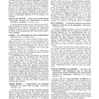 0611 - Page 537 - Revue hebdomadaire de la presse française. L'écho médical du nord. - L'orientation moderne de la psychiatrie (Damaye, 9 février 1913) / Gazette des hôpitaux. - Trois cas de subluxations méniscales internes de l'articulation du genou (Rocher et Charrier, 11 février 1913) / Clinique. Le cathétérisme des canaux éjaculateurs (Georges-Luys, 14 février 1913) / Progrès médical. - L'importance de l'azotémie (rétention de l'urée dans le sang) (Philibert, 8 février 1913) / Gazette médicale de Nantes. - L'hypertrophie mammaire (Pasquier, 8 février 1913) / Bulletin médical. - L'ankylose temporo-maxillaire étudiée au point de vue du diagnostic (Kirmisson, 12 février 1913) / Archives provinciales de chirurgie. - De l'abus des traitements dits spécifiques pour la cure des tuberculoses locales. Traitement des tuberculoses osseuses et articulaires (Mencière, janvier 1913)