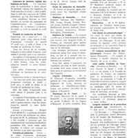 0789 - Page 695 - La vie médicale. Concours de chirurgien des hôpitaux de Paris / Concours de dentiste adjoint des hôpitaux de Paris / Faculté de médecine de Paris / Facultés de médecine / Facultés de médecine / Faculté de médecine de Lille / École de médecine de Marseille / Hôpitaux de Marseille / Hôpitaux de Toulon / Légion d'honneur / Hommage au Dr Torel / Médailles des épidémies / Décoration / Une chaire de culture physique / IVe Congrès international de physiothérapie / Asile public d'aliénés de Mareville (Meurthe-et-Moselle) / Congrès national de la protection du premier âge (Bordeaux, 6-11 mai 1913)