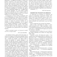 0825 - Page 725 - Le congrès de l'éducation physique. Les rapports et communications. Travaux des sections / Congrès des étudiants en médecine
