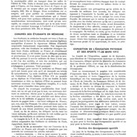 0949 - Page 839 - Nouvelles. Le IVe Congrès de physiothérapie à Berlin / Congrès des étudiants en médecine / Exposition de l'éducation physique et des sports 17-26 mars 1913