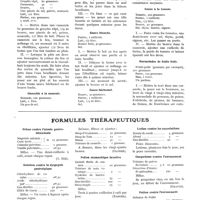 0985 - Page 869 - Diététique. Menus pour enfants, par Mme Moll-Weiss / Formules thérapeutiques. Prises contre l'atonie gastro-intestinale [G. Sée] / Solution contre la dyspepsie gastralgique [Huchard] / Potion contre l'emphysème pulmonaire [Gloner] / Potion stomachique laxative [Bardel] / Prises contre l'ulcère de l'estomac [Bartholow] / Lotion contre les excoriations / Gargarisme contre l'enrouement [Graves] / Potion contre l'enrouement
