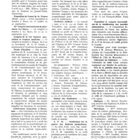 1000 - Page 884 - La vie médicale. École vétérinaire d'Alfort / Médecin stagiaire de l'assistance en Indo-Chine / Exposition de l'ouest de la France (Brest, 1913) / XIe Congrès international de pharmacie (La Haye) / Congrès de la Far Eastern association of tropical medecine / Musée d'hygiène / Conférences françaises à Barcelone / Orchestre médical / Maison des étudiantes / A.P.M. - Conférence sur la guerre des Balkans (projections) / Exposition et congrès international de la falsification des denrées alimentaires / Université de Francfort / Prix de la journée dans les hôpitaux de Paris / Mariages / Nécrologie