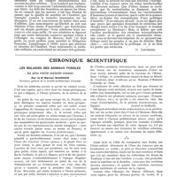 1007 - Page 889 - Libres propos. Les congrès internationaux [C. Linossier] / Chronique scientifique. Les maladies des animaux fossiles. La plus vieille maladie connue, par le Dr Marcel Baudouin