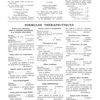 1193 - Page 1051 - Diététique. Menu des grands enfants / Formules thérapeutiques. Mixture pour inhalations contre la dysphagie (odynophagie) de la laryngite tuberculeuse / Potion contre les vomissements [M. Nigoul] / Solution contre le mal de mer / Sirop antigastralgique [Huchard] / Lotion contre les sueurs fétides [Ortega] / Mixture contre la transpiration [G. Herr] / Traitement du zona [Lailler] / Pilules vermifuges / Potion anthelminthique [Jaccoud] / Liniment contre l'amaurose [Sichel] / Pommade contre l'amaurose [Sichel] / Transpiration des pieds [Hager] / Looch vomitif [J. Simon] / Solution contre l'érysipèle [Trousseau] / Topique contre l'érysipèle [Cavazzani]