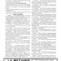 0212 - Page 125 - Nouvelles. Une grève de médecins / Institut prophylactique / Cours pratique de broncho-oesophagoscopie / Mémento du médecin