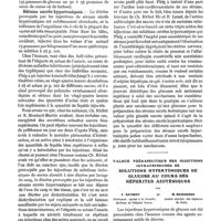 0078 - Page 56 - Sérums salés et sérums sucrés. Étude comparative, par le Dr A. Richaud. Sérums sucrés isotoniques / Sérums sucrés hypertoniques / Valeur thérapeutique des injections intraveineuses de solutions hypertoniques de glucose au cours des néphrites azotémiques, par F. Rathery et M. Boucheron