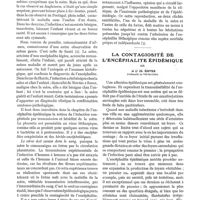 0462 - Page 458 - L'encéphalite léthargique et la grossesse. Transmission placentaire de la mère au foetus, par le Dr Ricardo Jorge. 4° Le clinicien provoque l'accouchement, dans le but de délivrer la patiente du danger de mort / La contagiosité de l'encéphalite épidémique, par le Dr Ch. Dopter