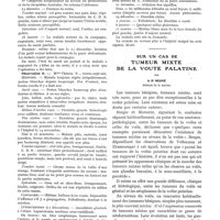 0504 - Page 496 - Radiumpuncture des cancers de l'utérus par voie abdominale, par Anselme Schwartz et Richard. Technique actuelle / Sur un cas de tumeur mixte de la voûte palatine, par le Dr Négrié