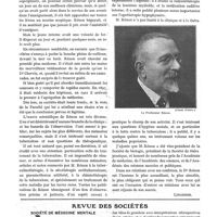 0109 - Page 64 - Les nouveaux professeurs. Le Professeur Rénon [Linossier] / Revue des sociétés. Société de médecine mentale. Séance du 20 décembre 1920