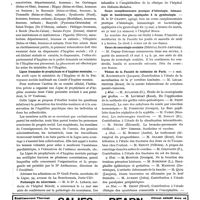 0521 - Page 296 - Nouvelles. Établissements publics et privés pour tuberculeux / Ligue française de prophylaxie et d'hygiène mentales / Pathologie du nourrisson / Cours de maladies nerveuses infantiles / Cours complémentaire pratique d'histologie, hématologie et bactériologie appliquées à la gynécologie / Cours de neurologie oculaire (Hôpital Saint-Antoine) / Thèses de la Faculté de médecine de Paris